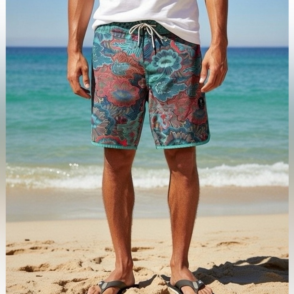 VISSLA Men's PULUKAN Board Shorts - Paisely - Size 28